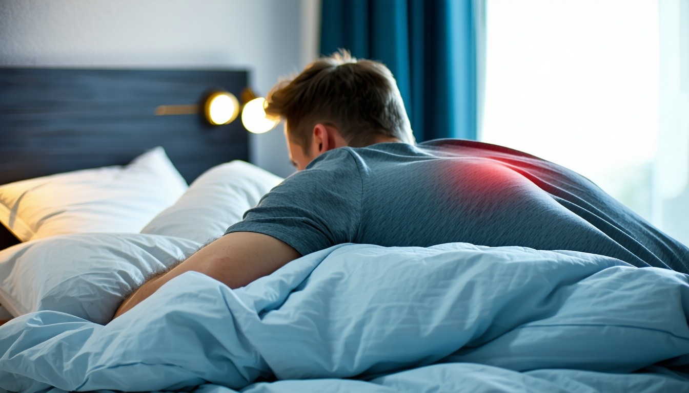 Back pain while laying down.